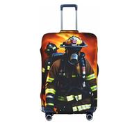 Aubnva Copertura per bagagli da viaggio lavabile con stampa di fiamme pompiere vigile del fuoco protezione personalizzata per affari e tempo libero, bianco, M