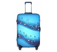 Aubnva Copertura per bagagli da viaggio lavabile con stampa di note musicali blu cielo protezione personalizzata per affari e tempo libero, Bianco, L