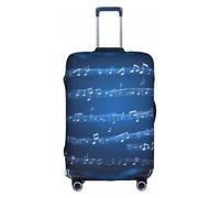 Aubnva Copertura per bagagli da viaggio lavabile con stampa di note musicali blu protettiva personalizzata per affari e tempo libero, Bianco, M