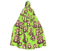 Aubnva Green Clever Monkey Print - Mantello con cappuccio, unisex, comodo, per Halloween, carnevale, Natale