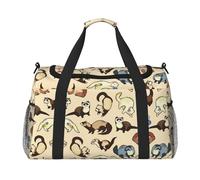 Aubnva Hairy Ferret Print Ample Travel Large Capacity Hand Travel Bag Carry On Tote Folding Travel Bag