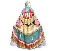 Aubnva Happy Birthday Big Cake Stampa Uomini Donne Mantello con Cappuccio Comodo Halloween Carnevale Costume Natale Tema