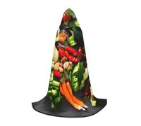 Aubnva Healthy Food Print - Mantello unisex con cappuccio, per Halloween, cosplay, carnevale, comodo ed elegante