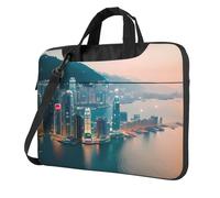 Aubnva Hong Kong Stampa Leggero Versatile Ufficio Lavoro Borsa Elegante E Funzionale Laptop Bag Donne Uomini, Nero , 15.6 inch