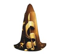 Aubnva Oro Nota Musicale Con Stampa Stella Lucida Caduta Unisex Con Cappuccio Mantello Varietà Halloween Cosplay Carnevale Confortevole Elegante Robe
