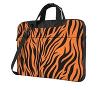 Aubnva Tiger Stripes Arancione Modello Stampa Leggero Versatile Ufficio Lavoro Borsa Elegante E Funzionale Laptop Bag Donne Uomini, Nero , 15.6 inch
