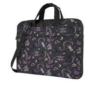Aubnva Viola Nero Goth Spooky Stampa Leggero Versatile Ufficio Borsa da Lavoro Elegante E Funzionale Borsa Per Laptop Donne Uomini, Nero , 13 inch