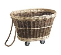 Aubry Gaspard - Carrello per legna con ruote, in vimini, colore: grezzo