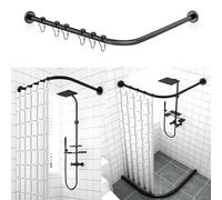 AUBWIG Tenda Doccia Binario Estensibile in Acciaio Inox A Forma di L Vasca da Bagno Angolo Doccia Tenda Asta Nessuna Foratura per Negozio di Abbigliamento Bagno(75-95cmx90-130cm)