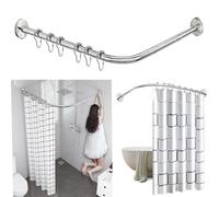 AUBWIG Tenda Doccia Binario Estensibile In Acciaio Inox A Forma Di L Vasca Da Bagno Angolo Doccia Tenda Asta Nessuna Foratura Per Negozio Di Abbigliamento Bagno(90-130cmx90-130cm)