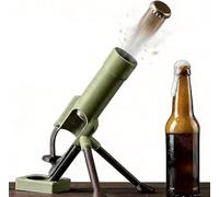 Aubzy Apriscatole a mortaio con espulsione tappo a corona, design cannone, apertura a pressione, per bottiglie 300 ml - ideale per home bar, feste e regalo divertente per uomo