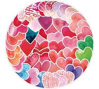 AUCEKO Set di 50 adesivi a forma di cuore, impermeabili, in vinile per laptop, bambini, auto, moto, skateboard, bagagli, valigie, computer, graffiti Decal