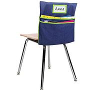 Auchq - Cartella per sedia con 2 tasche resistenti, per la scuola, in denim, ideale per sedie da classe.