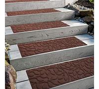 Aucuda Comme Tape, gradini per scale con retro in gomma, antiscivolo, per interni ed esterni, set da 6, marrone