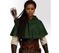 Aucute Costume medievale da Assassini, mantello corto per Halloween, cosplay, mantello rinascimentale con cappuccio, per donne e uomini, verde