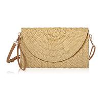 Aucuu Borsa a Tracolla, a Spalla in Paglia, Donna, da Spiaggia con Nappe e Cerniera, Bohemien-S