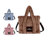 Aucuu Borsa a Tracolla da Donna in Pelliccia e Morbido Peluche, Grande Borsa a Mano con Tracolla Regolabile per Shopping, Scuola, Viaggi e Lavoro