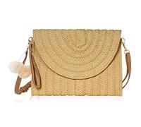 Aucuu Borsa a Tracolla in Paglia, da Donna, da Spiaggia con Nappe e Cerniera, a Spalla Bohemien-M