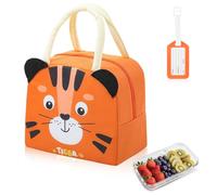 Aucuu Borsa Termica, Borsa per il Pranzo, per Bambini, Piccola Borse Termica per Viaggi, Mini Borse Frigo Pieghevole e Impermeabile Interno in Alluminio-(Tigre arancione)