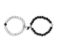Aucuu Braccialetti Magnetici di Coppia con Pietre Naturali, Dell'Amicizia, Cuore d'Amore - Regalo per San Valentino, Halloween