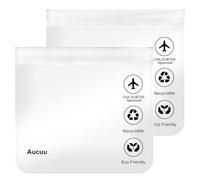 Aucuu Buste da Viaggio per Liquidi, 2 Pezzi 20 x 20cm Buste per Liquidi Aereo, Borse da Viaggio Trasparente, Aereo Bustine Trasparenti Impermeabile, Trucco Portatili per Vacanze in Viaggio