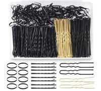 Aucuu Forcine per Capelli, 300 Kit di Forcine per Capelli, con Scatola, Capelli U Fermagli, Bobby Pins, Cerchietti Nero, per Donna Lady Girls Kids