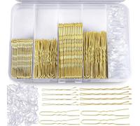 Aucuu Forcine per Capelli, 300 Kit di Forcine per Capelli, con Scatola, Capelli U Fermagli, Bobby Pins, Cerchietti Trasparenti, per Donna Lady Girls Kids(oro)