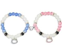 Aucuu Magnetico Braccialetti Dell'Amicizia per Coppia con Pietre Naturali, Cuore d'Amore - Regalo per San Valentino Halloween