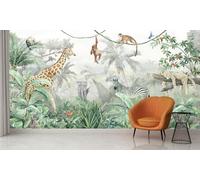 Audace Liberté Animal Jungle Seta 400×280 cm Carta da Parati Panoramica Dipinta A Mano 3D Soggiorno Camera da Letto Sala da Pranzo Camera dei Bambini Decorazione Della Parete - scimmia, elefante,