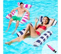 Audasi 2 Pack Materassino ad Aria Piscina Amaca Gonfiabile Mare 4 In 1 Letto Galleggiante Gonfiabile Portatile Galleggiante Da Piscina Galleggiante Amaca Gonfiabile per Bambini e Adulti