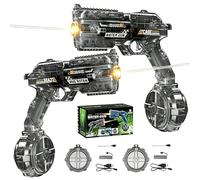 Audasi 2 Pezzi Pistole ad Acqua Elettriche Ripetitore, Pistole ad acqua automatiche Pistola ad Acqua Motorizzata a Lunga Gittata con Effetti Luminosi Multifunzionali Ricaricabile Water Gun