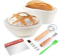 Audasi 2Pcs Cestino Per La Lievitazione Del Pane Cestino Per La Lievitazione Naturale In Rattan Con Rivestimento per Panettieri Professionisti di Casa con Il Pane a Lievitazione Naturale