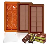 Audasi 3Pcs Stampi Per Tavolette Di Cioccolato In Silicone Antiaderente Riutilizzabile Fai Da Te Cottura Stampi Per Cioccolato A Forma Di Diamante E Quadrato Stampi Con Raschietto Da Banco