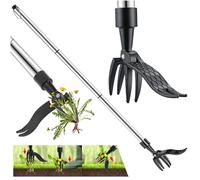 Audasi Estirpatore, Estrattore Di Erbacce 100Cm Con 3 Artigli Inox E Pedale Strumento Di Rimozione Delle Erbacce Stand Up Prato Giardino Strumento Manico In Alluminio Strumenti Di Diserbo Kit