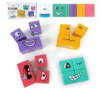 Audasi Gioco Del Cubo Magico Che Cambia Faccia In Legno Puzzle 3D Cubo Magico Che Cambia Faccia Espressione Puzzle Blocchi Da Costruzione Puzzle Educativi Giochi Da Tavolo Giocattolo Con Campana Carta