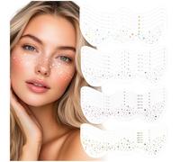 Audasi Glitter Lentiggini Tatuaggio Viso, 20 Pcs Tatouage Temporaire Du Visage Taches De Rousseur Or Pour Le Visage Autocollants Pailletés Imperméables Autocollants De Tatouage Longue Durée Tattoo