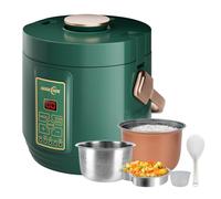 Audecook Cuociriso Elettrico 1.2L con Funzione di Low Sugar e Vaporiera Per 1-2 Persone, 5 Programmi Multicooker, Pentola Rice Cooker Mini con Funzione di Mantenimento In Caldo, Timer (Verde)