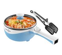 Audecook Hot Pot Electric - Mini padella elettrica con rivestimento antiaderente per ramen veloce, 1,7 l, pentola elettrica portatile per bistecca, uova, riso fritto, ramen, farina d'avena, zuppa