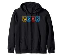 AuDHD Tavola Periodica Autismo + ADHD per Nerd Distressed Felpa con Cappuccio