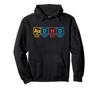 AuDHD Tavola Periodica Autismo + ADHD per Nerd Distressed Felpa con Cappuccio