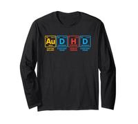 AuDHD Tavola Periodica Autismo + ADHD per Nerd Distressed Maglia a Manica