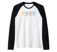 AuDHD Tavola Periodica Autismo + ADHD per Nerd Distressed Maglia con Maniche Raglan