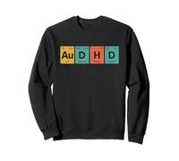 AuDHD Tavola Periodica Autismo+ADHD per Nerd Retro Distressed Felpa