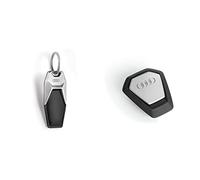 Audi 3181900600 Portachiavi con Logo in Metallo, in Pelle, Colore: Nero/Argento
