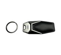 Audi 3181900600 - Portachiavi con logo in metallo, in pelle, colore: nero / argento