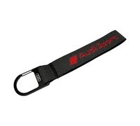 Audi 3182400400 - Portachiavi con cordino, con logo a rombo, colore: Nero/Rosso, Nero, 15 cm, Moderno