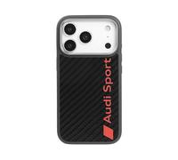 Custodia IPHONE 17 Pro Fibra Carbonio Audi R8 Magsafe Nero Rosso Logo