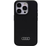 Audi AU-LSRIP15PM-Q3/D1-BK - Custodia rigida in silicone per iPhone 15 Pro Max 6.7", colore: Nero