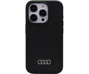 Audi AU-LSRIP15PM-Q3/D1-BK - Custodia rigida in silicone per iPhone 15 Pro Max 6.7", colore: Nero