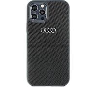 Audi AU-TPUPCIP12P-R8/D2-BK - Custodia rigida in fibra di carbonio per iPhone 12/12 Pro 6.1", colore: Nero